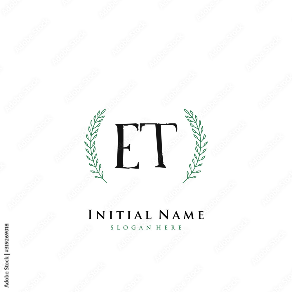 Obraz premium ET Initial handwriting logo vector 