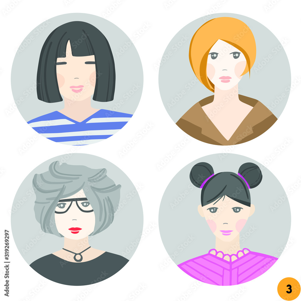 Set of different cute women avatars. Isolated on a white background. Different ages, nationalities, clothes and hair styles. Set of different cute women avatars. Isolated on a white background. Different ages, nationalities, clothes and hair styles.