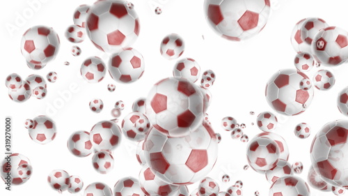 Bild auf Leinwand Abstract background with soccer balls on white backdrop