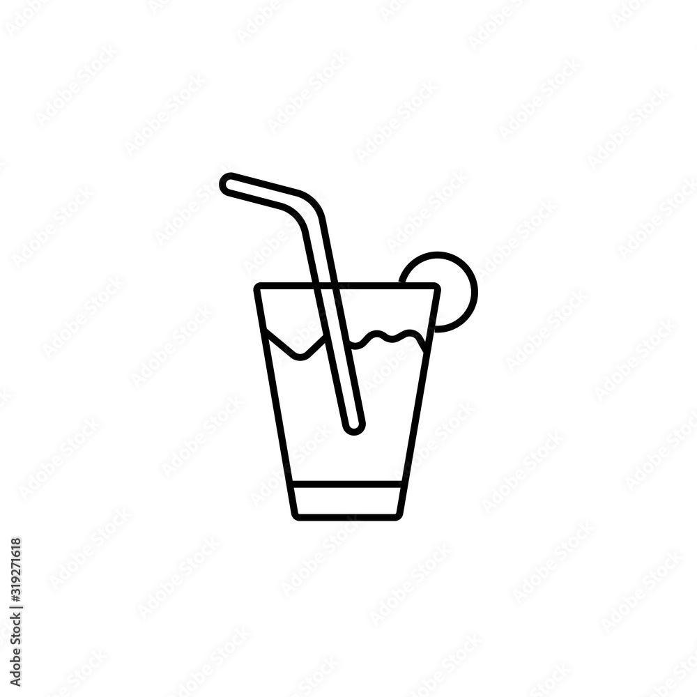 summer, beach, lemonade, cocktail line icon on white background summer, beach, lemonade, cocktail line icon on white background