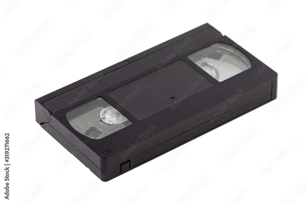VHS video cassette new, close-up, isolated on white background. VHS video cassette new, close-up, isolated on white background.