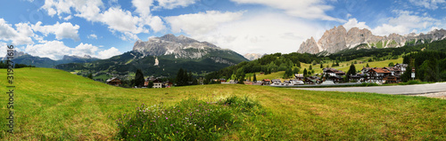 Cortina d'Ampezzo valley with the Cristallo mountains Group. Sexten Dolomites, Belluno. Italy. photo