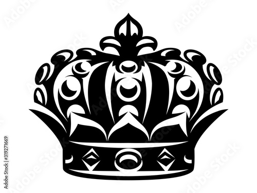 Vector monochrome illustration with imperial crown on white background