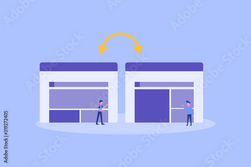 Backlink illustration concept for web landing page template, banner, flyer and presentation