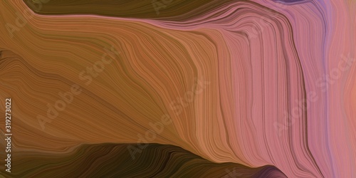 card, poster or canvas design with modern curvy waves background design with brown, rosy brown and very dark green color