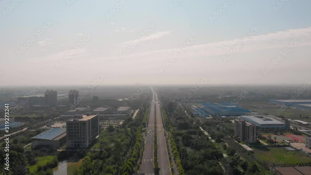 Aerial view of a road in small chinese city Aerial view of a road in small chinese city