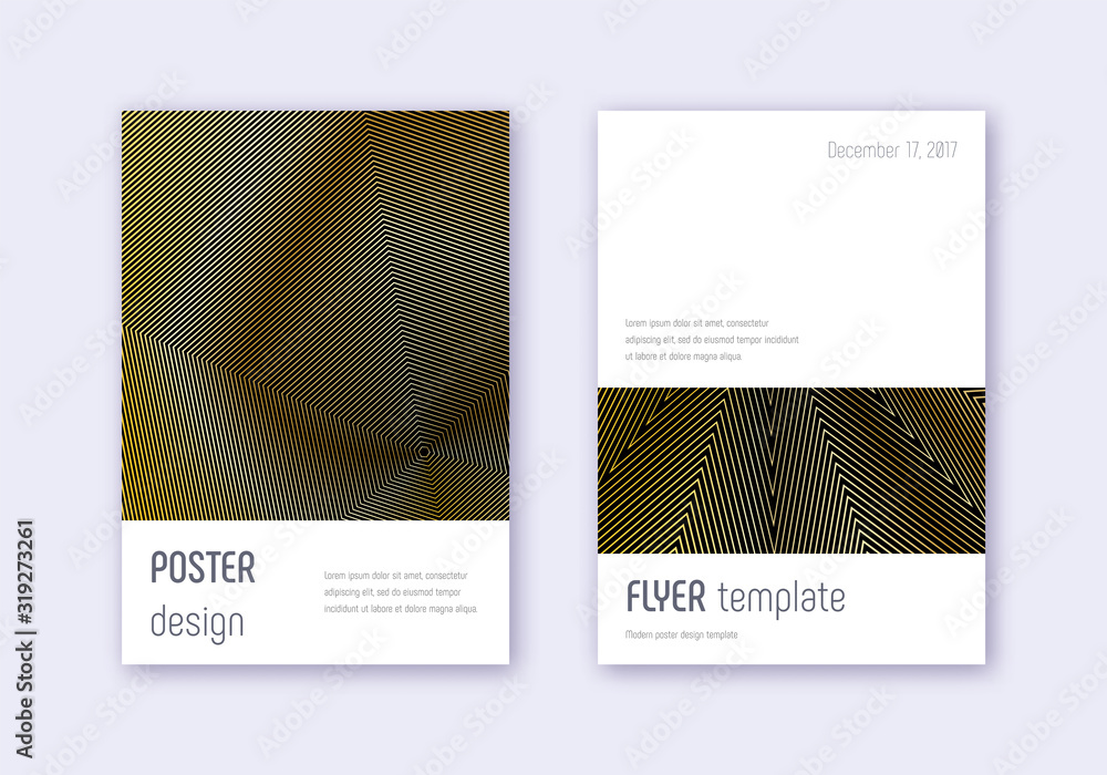 Fototapeta premium Minimalistic cover design template set. Gold abstr