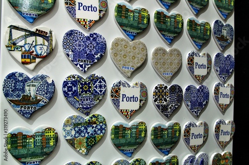 Fridge souvenir magnets imitating portuguese tiles