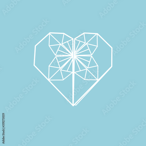 Valentine's day card, blue background, heart