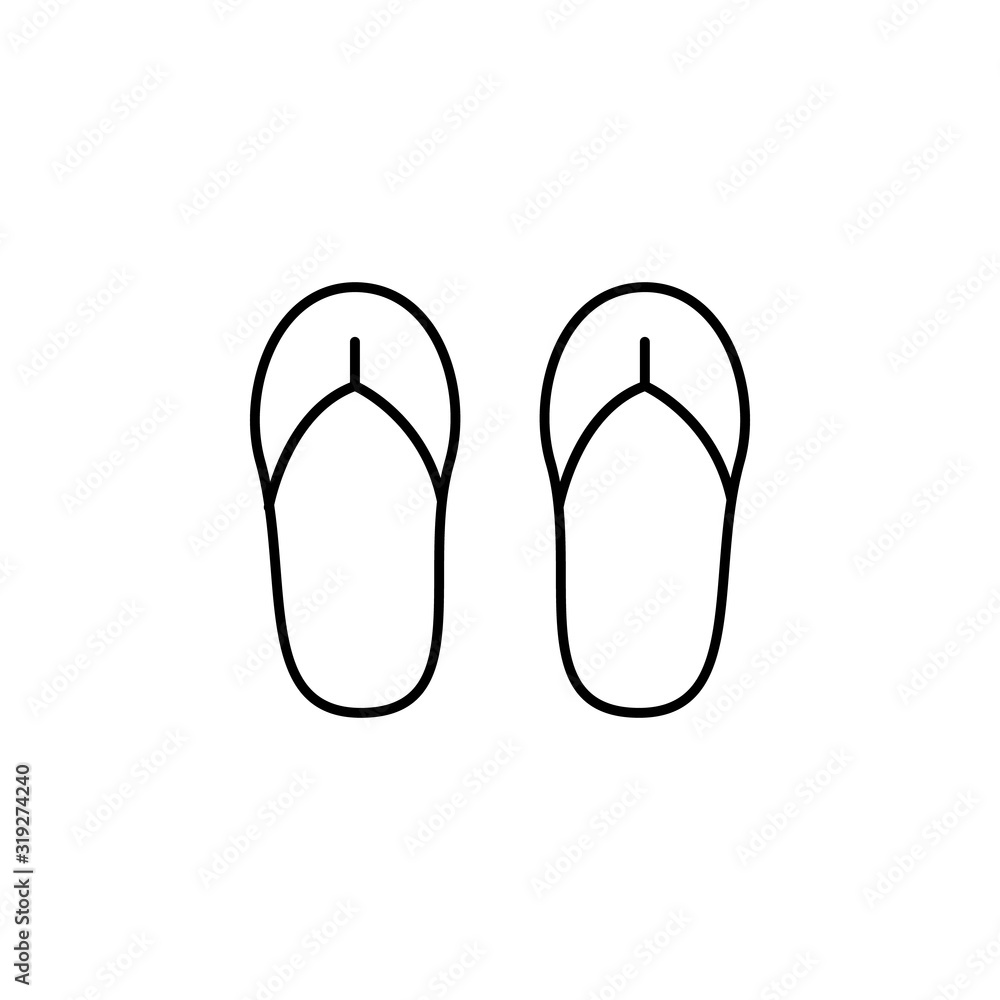 slippers, footwear, flip flops, fashion line icon on white background slippers, footwear, flip flops, fashion line icon on white background