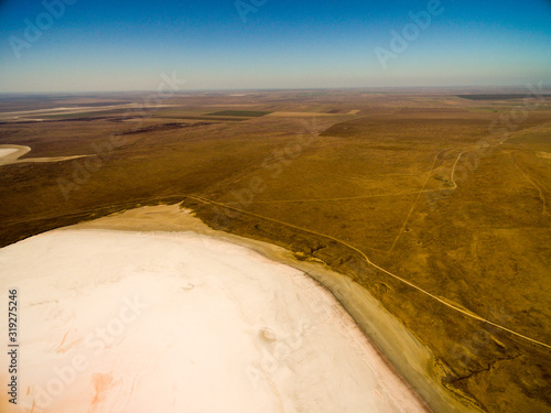 Koyashskoe pink salt lake in Crimea photo