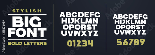 font vector illustration. Stylish bold large vector composite grotesque font. set of letters of the English alphabet. uppercase, lowercase and numbers
