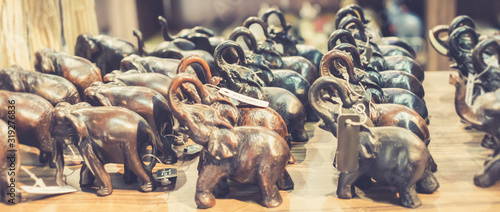 carved wooden small elephant sculpture decors