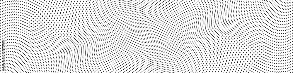 Halftone dots illustration. Half tone mosaic pixels wavy background. 