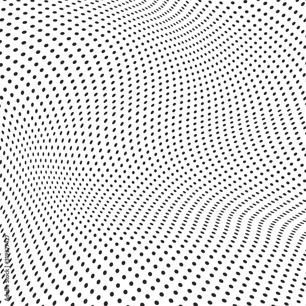 Halftone dots illustration. Half tone mosaic pixels wavy background. Halftone dots illustration. Half tone mosaic pixels wavy background.
