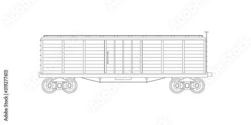 Contour vintage wagon container train. Coloring page