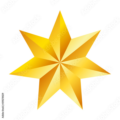 Golden seven pointed star, great design for any purposes. Realistic vector effect. Abstract vector illustration. Celebration concept. Luxury template design. Bright shiny illustration.