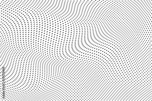 Halftone dots illustration. Half tone mosaic pixels wavy background. © flexelf