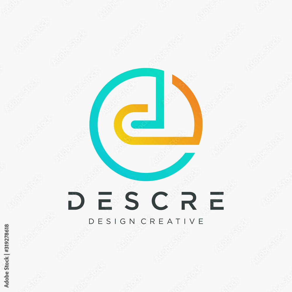 abstract Initial letters d logo design with shape circle concept. logo line with connect concept - vector