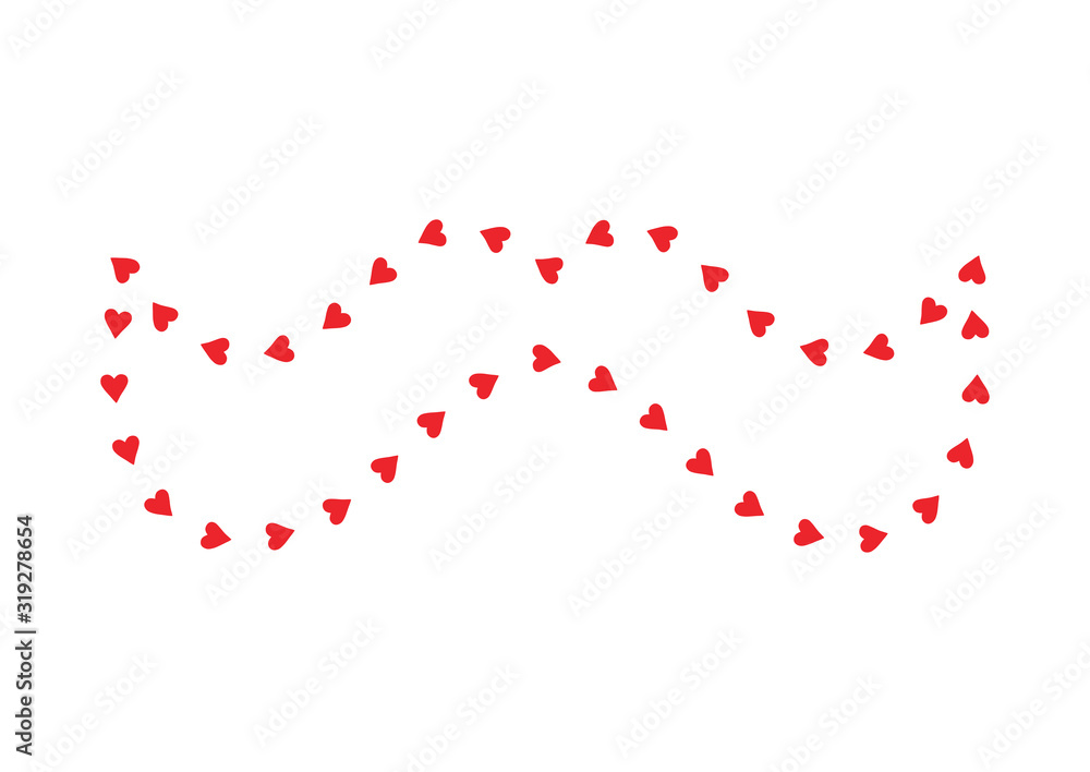 Red mustache heart icon isolated on white background. For Valentine's day, banners, posters and wallpaper. Arrow of heart for creative art.