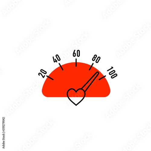 Heart Speedometer in flat style. Heath care