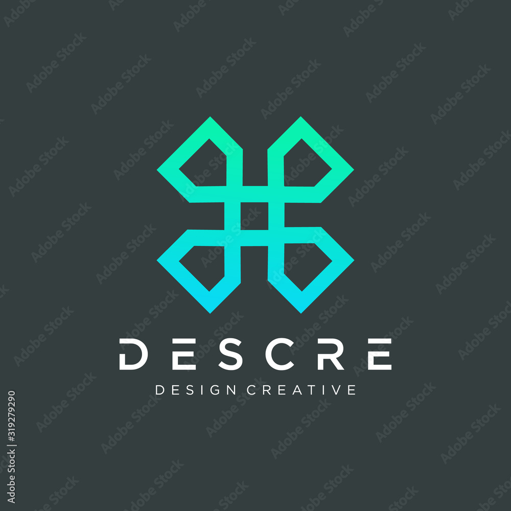 Obraz premium Cross logo icon design with line loop.