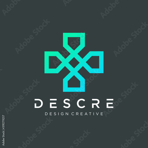 Cross logo icon design with line loop.