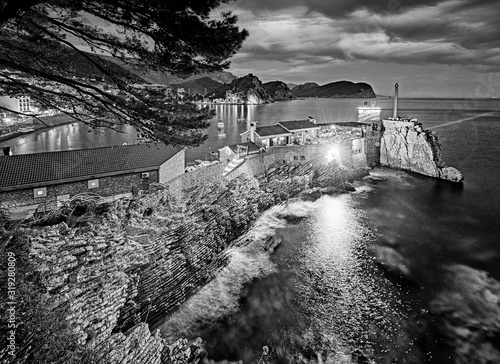 Night view on Petrovac, Mon...