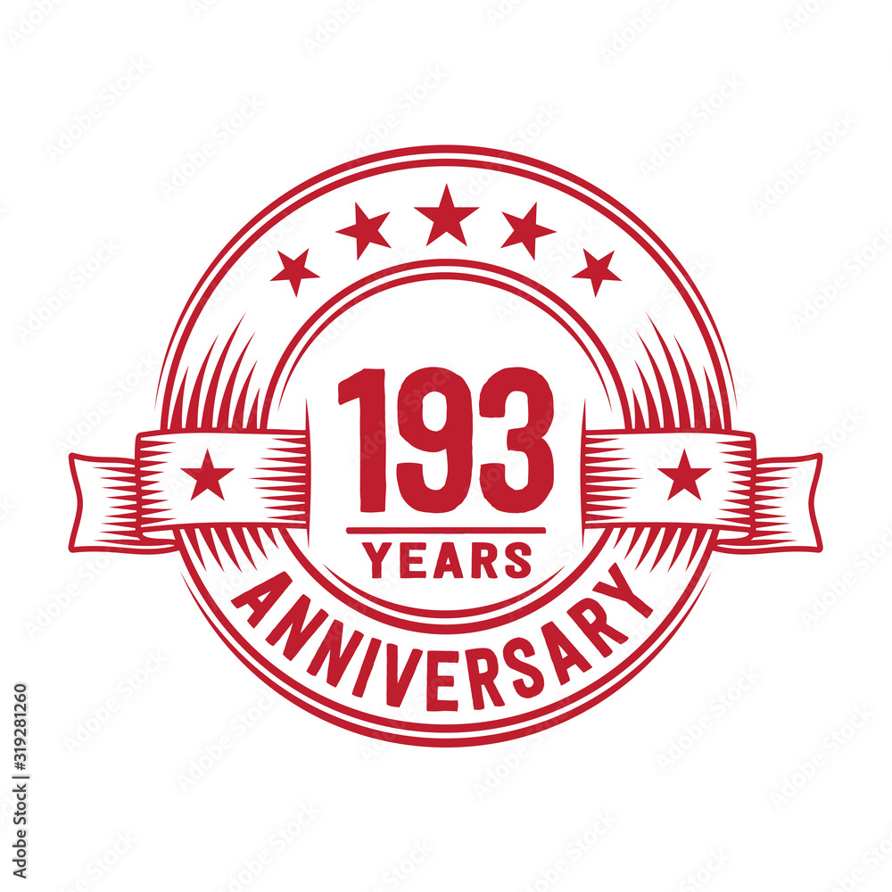 193 years logo design template. 193rd anniversary vector and illustration.