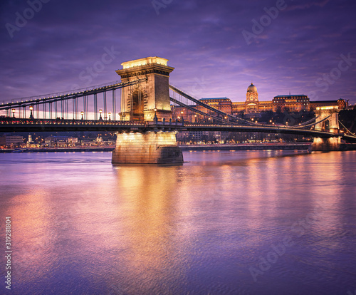 Amazing Chain Bridge in sunset