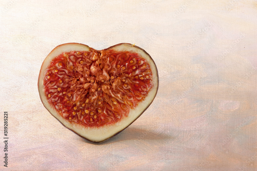 Fig in the form of heart. Romantic valentine lovers day concept. Fig in the form of heart. Romantic valentine lovers day concept.