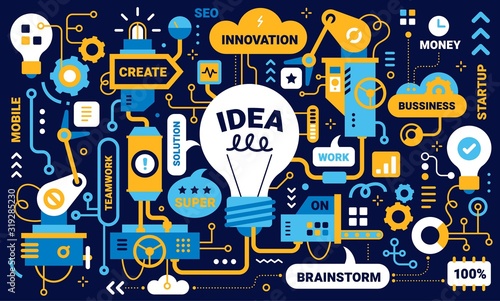 Vector creative business detailed illustration of bright mechani