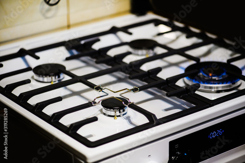 Close up image of the kitchen gas stove