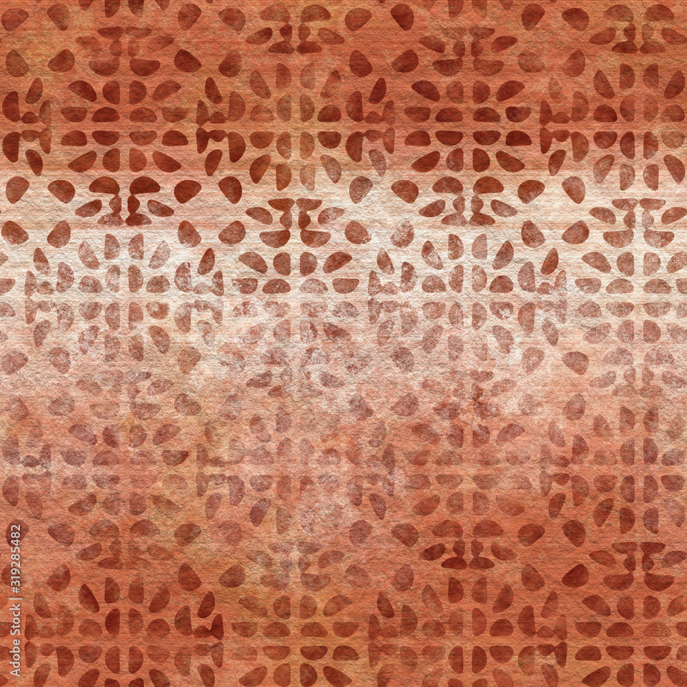 Seamless terracotta texture. Bumpy red clay terra cotta pot baked earth tile with painted geometric ethnic designs. Seamless repeat raster jpg pattern swatch. Seamless terracotta texture. Bumpy red clay terra cotta pot baked earth tile with painted geometric ethnic designs. Seamless repeat raster jpg pattern swatch.