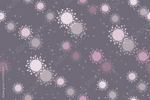 Seamless pattern Wuhan Chinese Coronavirus 2019-nCoV. Pneumonia. Bacteria Biology Organisms. Virus infection epidemic sick. Health background. Medical genetics bacteriological Microorganism. 