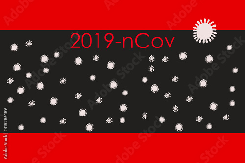 Abstract black background Wuhan Chinese Coronavirus 2019-nCoV. Pneumonia. Bacteria Biology Organisms. Virus infection epidemic sick. Health pattern. Medical genetics bacteriological Microorganism. 