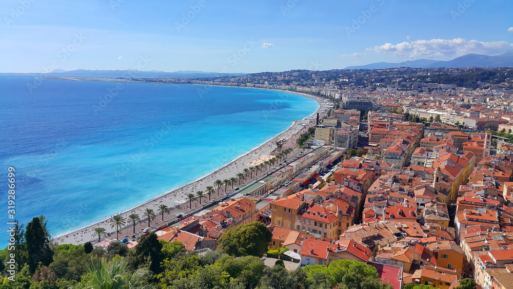 Panorama of Nice city, Cote d'Azur, French riviera, France