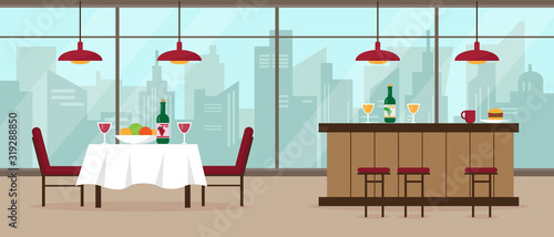Modern restaurant and bar interior