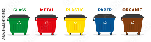 Containers for garbage of different types.