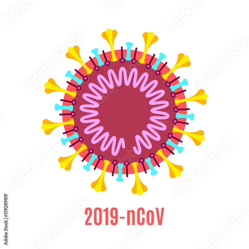 Coronavirus virion structure diagram. Stock vector illustration.