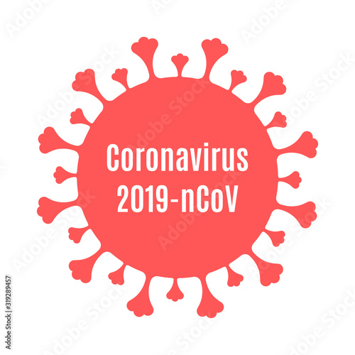 Coronavirus silhoutte icon with inscription - Coronavirus 2019-nCoV