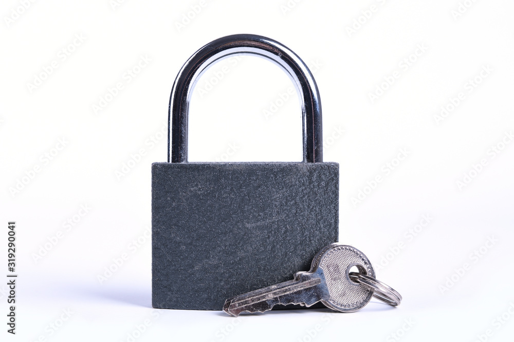 Locked grey Padlock on the white background. Locked grey Padlock on the white background.