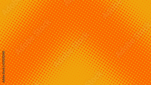 Orange pop art retro background with halftone dots in retro comic style, vector illustration eps10