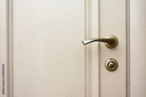 Grey door to the house, door handle, copy space photo