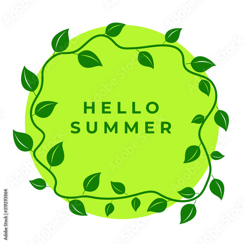 Hello summer green leaf ornament decoration border