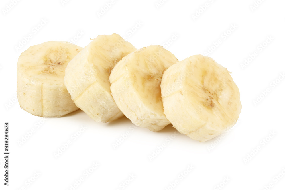 fresh sliced banana isolated on white background. Healthy food fresh sliced banana isolated on white background. Healthy food
