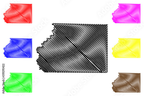 Ashley County, Arkansas (U.S. county, United States of America,USA, U.S., US) map vector illustration, scribble sketch Ashley map photo