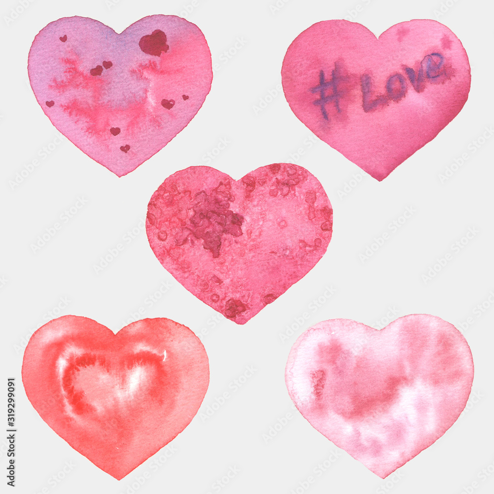 Love heart paint watercolor illustration