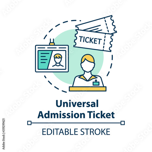 Universal admission ticket concept icon. Personal premium access pass idea thin line illustration. All inclusive tourism. Vector isolated outline RGB color drawing. Editable stroke