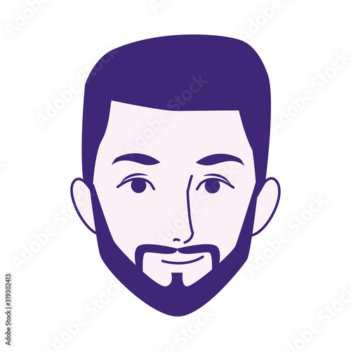 cartoon man with beard icon, flat design